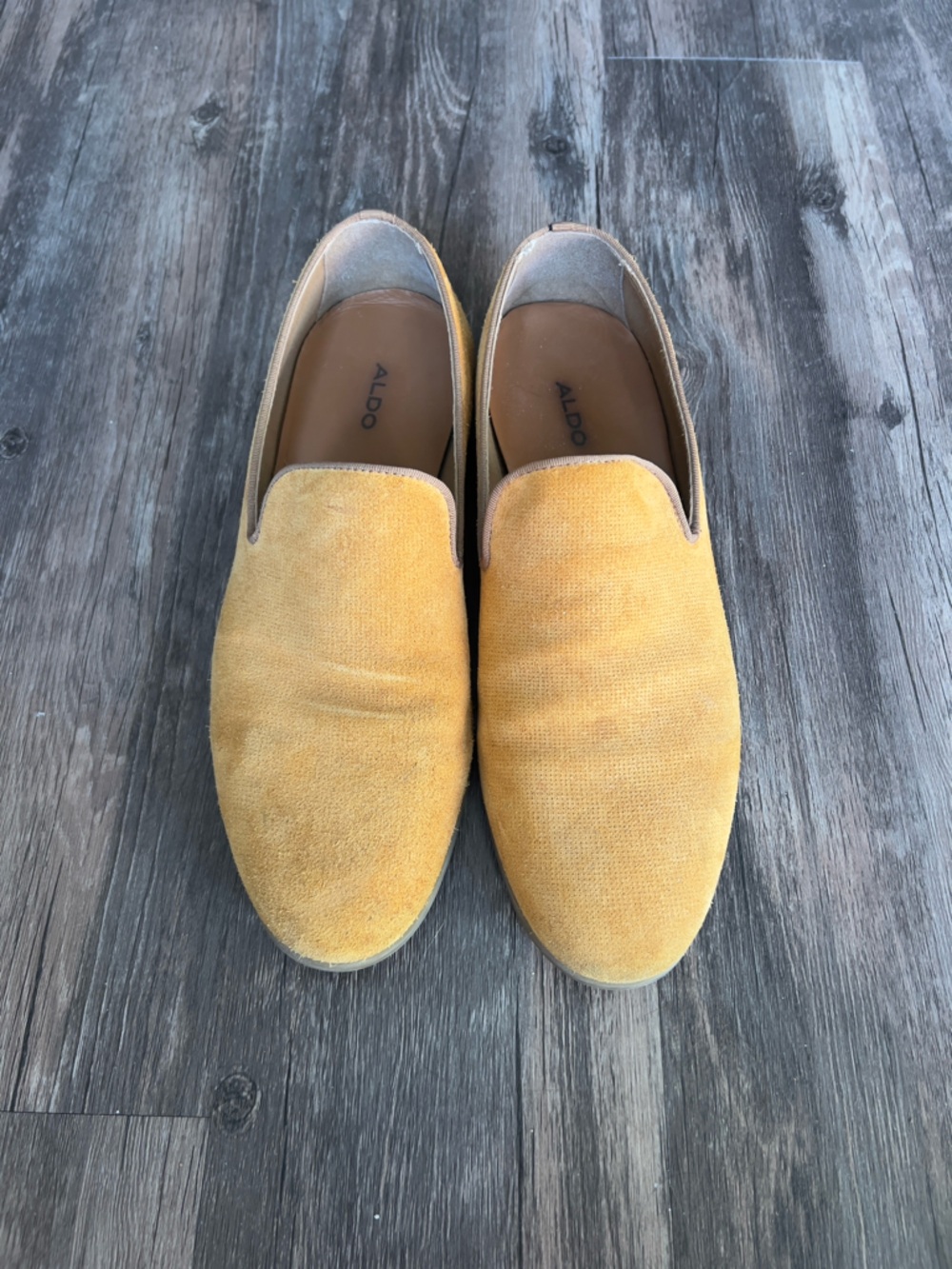 ALDO Men's Slip-On Suede Loafers in Mustard
